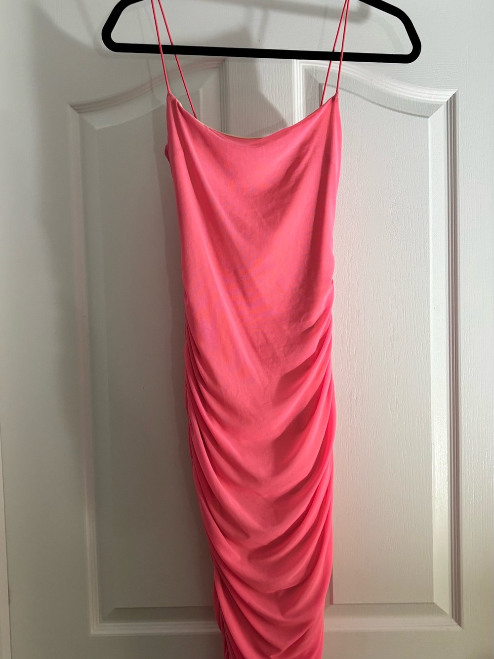 superdown Pink Ruched Slip Midi Dress